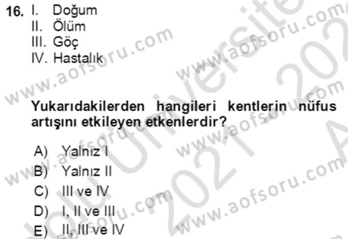Afet Risk Azaltma Politikaları Dersi Ara Sınavı Deneme Sınav Soruları 16. Soru
