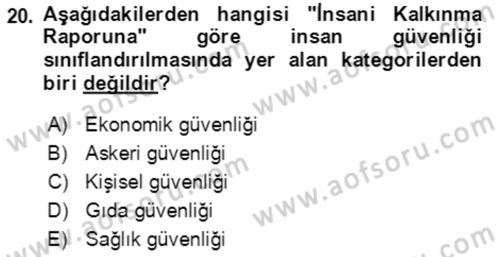 Afet Risk Azaltma Politikaları Dersi Ara Sınavı Deneme Sınav Soruları 20. Soru