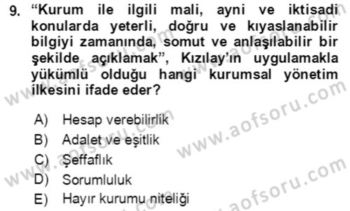 Afet Risk Azaltma Politikaları Dersi Ara Sınavı Deneme Sınav Soruları 9. Soru