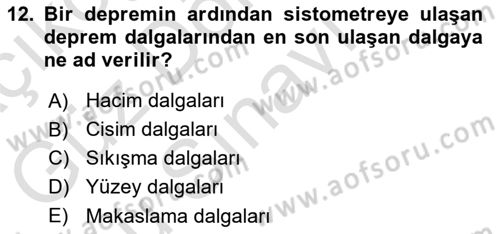 Afet Risk Azaltma Politikaları Dersi 2021 - 2022 Yılı (Final) Dönem Sonu Sınav Soruları 12. Soru