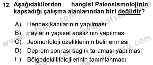Afet Risk Azaltma Politikaları Dersi 2021 - 2022 Yılı Yaz Okulu Sınav Soruları 12. Soru