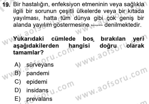 Afet Risk Azaltma Politikaları Dersi 2021 - 2022 Yılı Yaz Okulu Sınav Soruları 19. Soru