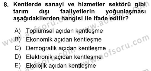 Afet Risk Azaltma Politikaları Dersi 2021 - 2022 Yılı Yaz Okulu Sınav Soruları 8. Soru