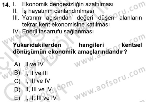 Afet Risk Azaltma Politikaları Dersi Ara Sınavı Deneme Sınav Soruları 14. Soru