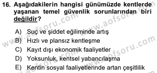 Afet Risk Azaltma Politikaları Dersi Ara Sınavı Deneme Sınav Soruları 16. Soru