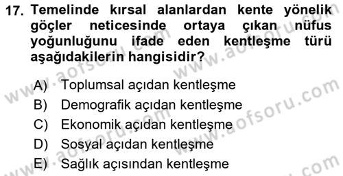 Afet Risk Azaltma Politikaları Dersi 2022 - 2023 Yılı (Vize) Ara Sınav Soruları 17. Soru