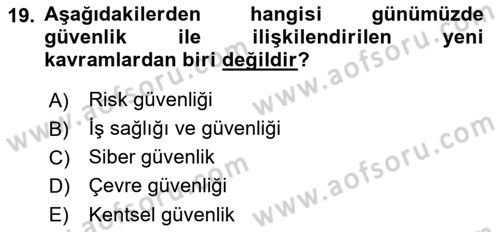 Afet Risk Azaltma Politikaları Dersi Ara Sınavı Deneme Sınav Soruları 19. Soru