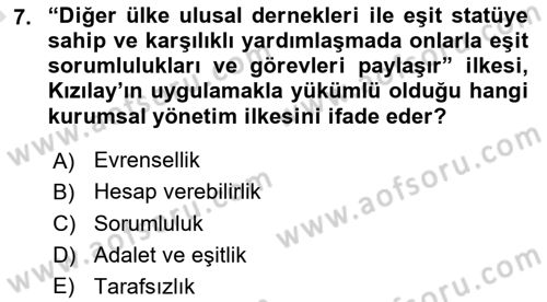 Afet Risk Azaltma Politikaları Dersi 2022 - 2023 Yılı (Vize) Ara Sınav Soruları 7. Soru