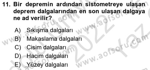 Afet Risk Azaltma Politikaları Dersi 2022 - 2023 Yılı Yaz Okulu Sınav Soruları 11. Soru
