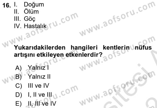 Afet Risk Azaltma Politikaları Dersi Ara Sınavı Deneme Sınav Soruları 16. Soru
