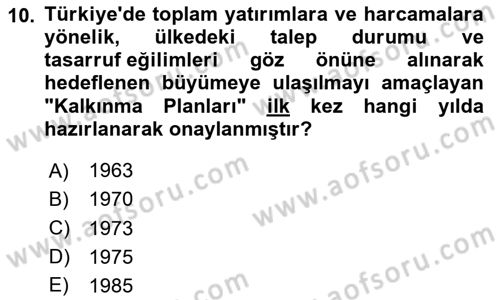 Afet Risk Azaltma Politikaları Dersi Ara Sınavı Deneme Sınav Soruları 10. Soru