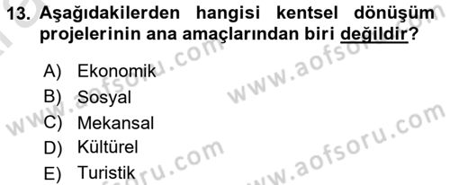 Afet Risk Azaltma Politikaları Dersi Ara Sınavı Deneme Sınav Soruları 13. Soru