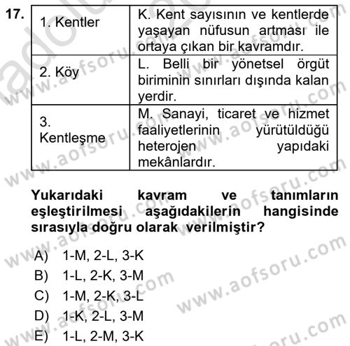 Afet Risk Azaltma Politikaları Dersi Ara Sınavı Deneme Sınav Soruları 17. Soru