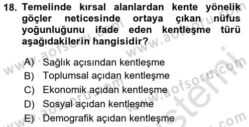 Afet Risk Azaltma Politikaları Dersi Ara Sınavı Deneme Sınav Soruları 18. Soru