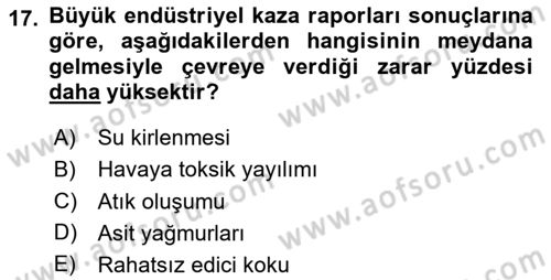 Afet Risk Azaltma Politikaları Dersi 2024 - 2025 Yılı (Final) Dönem Sonu Sınav Soruları 17. Soru