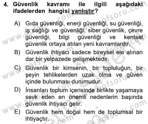 Afet Risk Azaltma Politikaları Dersi 2024 - 2025 Yılı (Final) Dönem Sonu Sınav Soruları 4. Soru