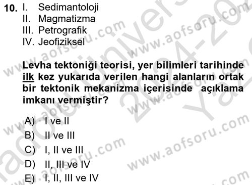 Afet Risk Azaltma Politikaları Dersi 2024 - 2025 Yılı Yaz Okulu Sınav Soruları 10. Soru