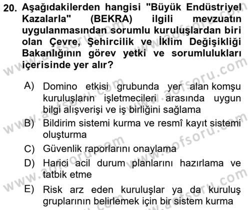 Afet Risk Azaltma Politikaları Dersi 2024 - 2025 Yılı Yaz Okulu Sınav Soruları 20. Soru