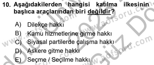 Afet Risk Azaltma Politikaları Dersi 2025 - 2026 Yılı (Vize) Ara Sınav Soruları 10. Soru