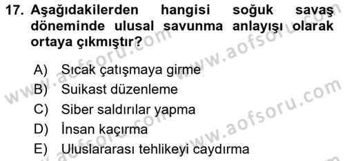 Afet Risk Azaltma Politikaları Dersi 2025 - 2026 Yılı (Vize) Ara Sınav Soruları 17. Soru