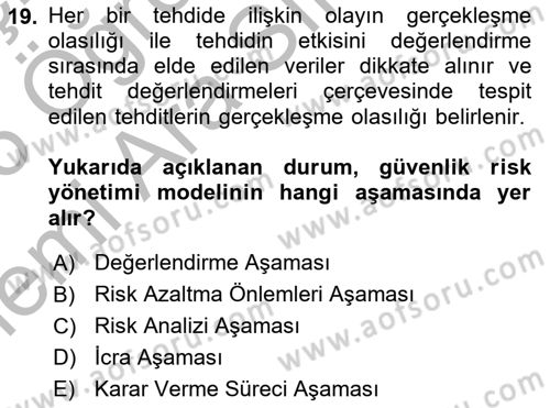 Afet Risk Azaltma Politikaları Dersi 2025 - 2026 Yılı (Vize) Ara Sınav Soruları 19. Soru