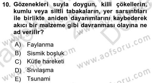 Afet Risk Azaltma Politikaları Dersi 2025 - 2026 Yılı (Final) Dönem Sonu Sınav Soruları 10. Soru
