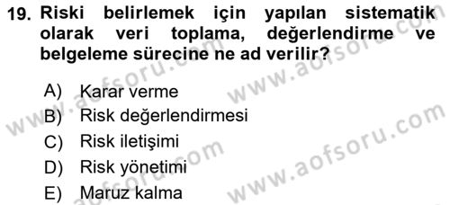 Afet Risk Azaltma Politikaları Dersi 2025 - 2026 Yılı (Final) Dönem Sonu Sınav Soruları 19. Soru