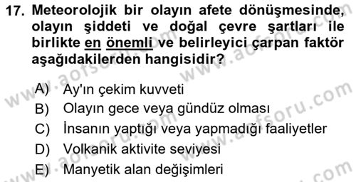 Afet Risk Azaltma Politikaları Dersi 2025 - 2026 Yılı Yaz Okulu Sınav Soruları 17. Soru
