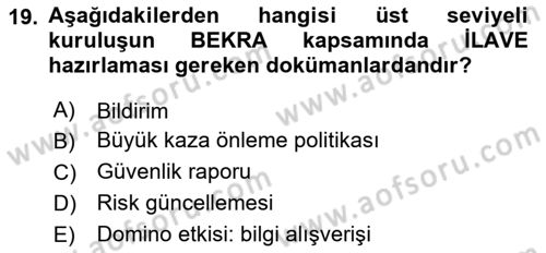 Afet Risk Azaltma Politikaları Dersi 2025 - 2026 Yılı Yaz Okulu Sınav Soruları 19. Soru