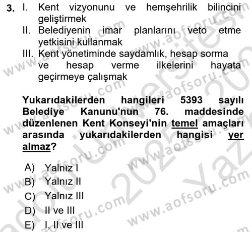 Afet Risk Azaltma Politikaları Dersi 2025 - 2026 Yılı Yaz Okulu Sınav Soruları 3. Soru