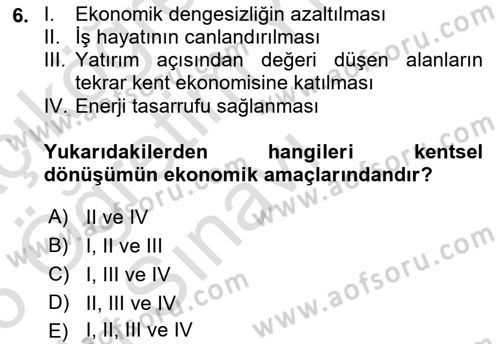 Afet Risk Azaltma Politikaları Dersi 2025 - 2026 Yılı Yaz Okulu Sınav Soruları 6. Soru