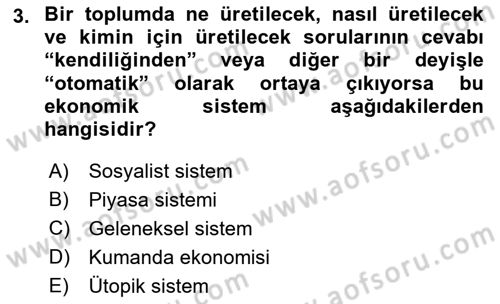 Afet Ekonomisi Ve Sigortacılığı Dersi 2018 - 2019 Yılı 3 Ders Sınavı 3. Soru