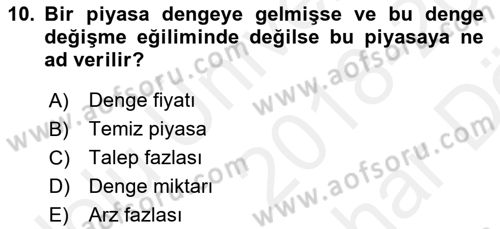 Afet Ekonomisi Ve Sigortacılığı Dersi 2018 - 2019 Yılı (Vize) Ara Sınavı 10. Soru