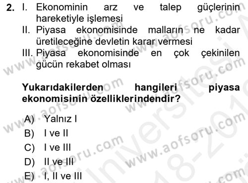 Afet Ekonomisi Ve Sigortacılığı Dersi 2018 - 2019 Yılı (Vize) Ara Sınavı 2. Soru