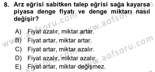 Afet Ekonomisi Ve Sigortacılığı Dersi 2018 - 2019 Yılı (Vize) Ara Sınavı 8. Soru