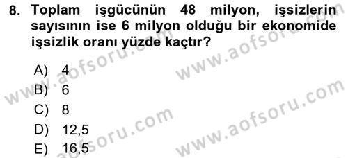 Afet Ekonomisi Ve Sigortacılığı Dersi 2018 - 2019 Yılı Yaz Okulu Sınavı 8. Soru