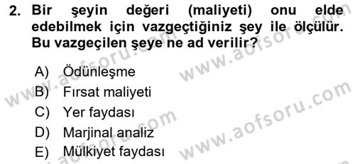 Afet Ekonomisi Ve Sigortacılığı Dersi 2020 - 2021 Yılı Yaz Okulu Sınavı 2. Soru