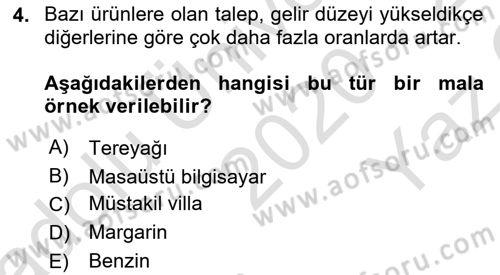 Afet Ekonomisi Ve Sigortacılığı Dersi 2020 - 2021 Yılı Yaz Okulu Sınavı 4. Soru