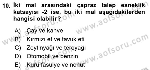 Afet Ekonomisi Ve Sigortacılığı Dersi 2021 - 2022 Yılı (Vize) Ara Sınavı 10. Soru