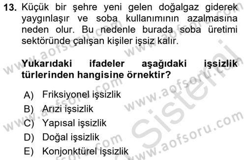 Afet Ekonomisi Ve Sigortacılığı Dersi 2021 - 2022 Yılı (Vize) Ara Sınavı 13. Soru