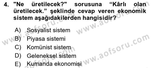 Afet Ekonomisi Ve Sigortacılığı Dersi 2021 - 2022 Yılı (Vize) Ara Sınavı 4. Soru