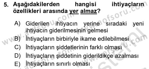 Afet Ekonomisi Ve Sigortacılığı Dersi 2021 - 2022 Yılı (Vize) Ara Sınavı 5. Soru