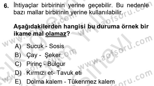 Afet Ekonomisi Ve Sigortacılığı Dersi 2021 - 2022 Yılı (Vize) Ara Sınavı 6. Soru