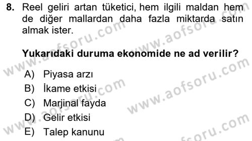 Afet Ekonomisi Ve Sigortacılığı Dersi 2021 - 2022 Yılı (Vize) Ara Sınavı 8. Soru