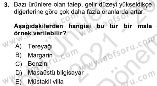 Afet Ekonomisi Ve Sigortacılığı Dersi 2021 - 2022 Yılı (Final) Dönem Sonu Sınavı 3. Soru