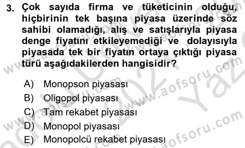 Afet Ekonomisi Ve Sigortacılığı Dersi 2021 - 2022 Yılı Yaz Okulu Sınavı 3. Soru