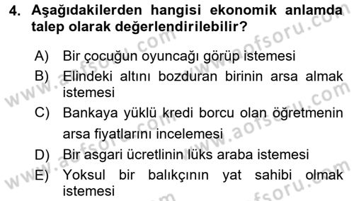 Afet Ekonomisi Ve Sigortacılığı Dersi 2021 - 2022 Yılı Yaz Okulu Sınavı 4. Soru