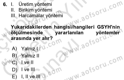 Afet Ekonomisi Ve Sigortacılığı Dersi 2021 - 2022 Yılı Yaz Okulu Sınavı 6. Soru