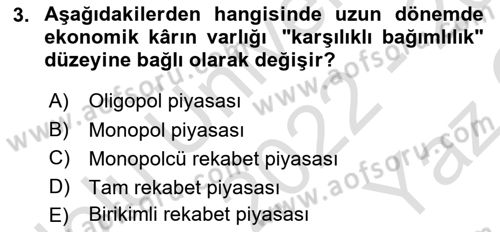 Afet Ekonomisi Ve Sigortacılığı Dersi 2022 - 2023 Yılı Yaz Okulu Sınavı 3. Soru