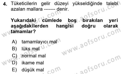 Afet Ekonomisi Ve Sigortacılığı Dersi 2022 - 2023 Yılı Yaz Okulu Sınavı 4. Soru